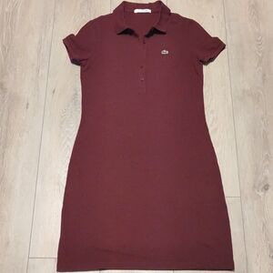 Lacoste | Burgundy Cotton Pique Polo Shirt Dress